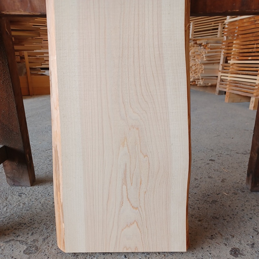 A-1262【98×33～37×4cm】 国産ひのき　耳付板 　テーブル　カウンター　神棚　看板　一枚板　桧 　檜 　無垢材　DIY