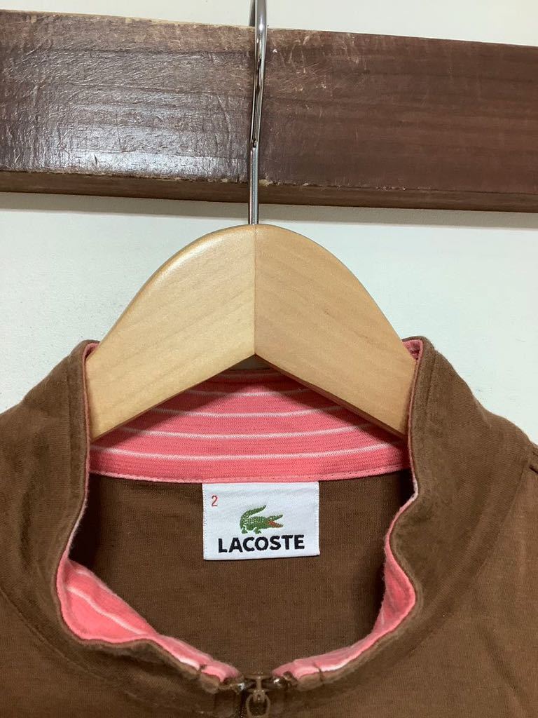 さ1189 LACOSTE ラコステ ハーフジップ長袖Tシャツ 長袖カットソー 2 レディース ライトブラウン_画像3