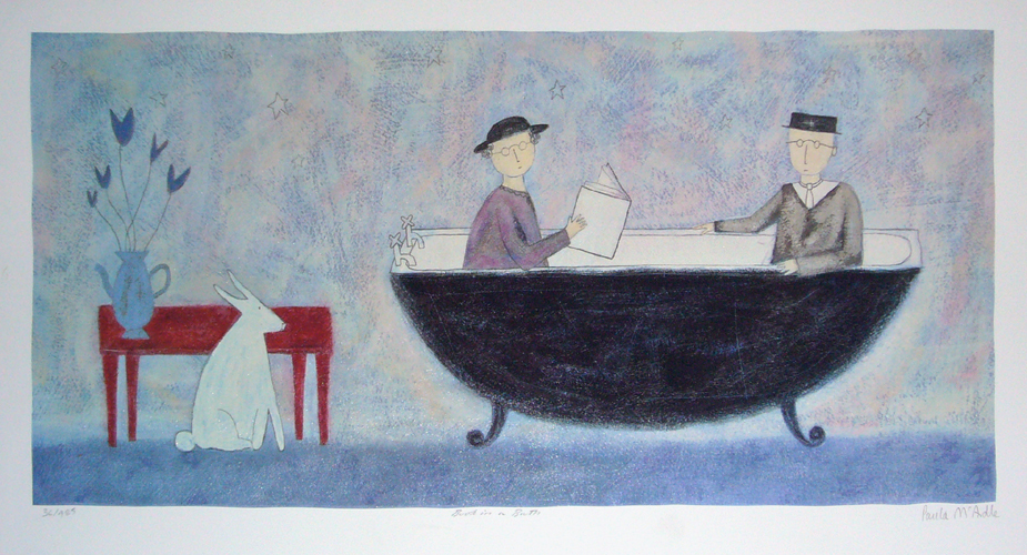 ポーラ・マッカードル （Paula McArdle）“Book in a Bath” オリジナル・シルクスクリーン 直筆サイン