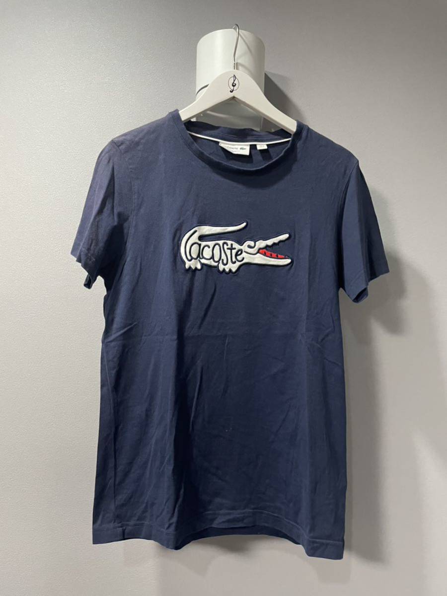 ラコステLACOSTE半袖Tシャツロゴ紺トップスメンズレディース可_画像1