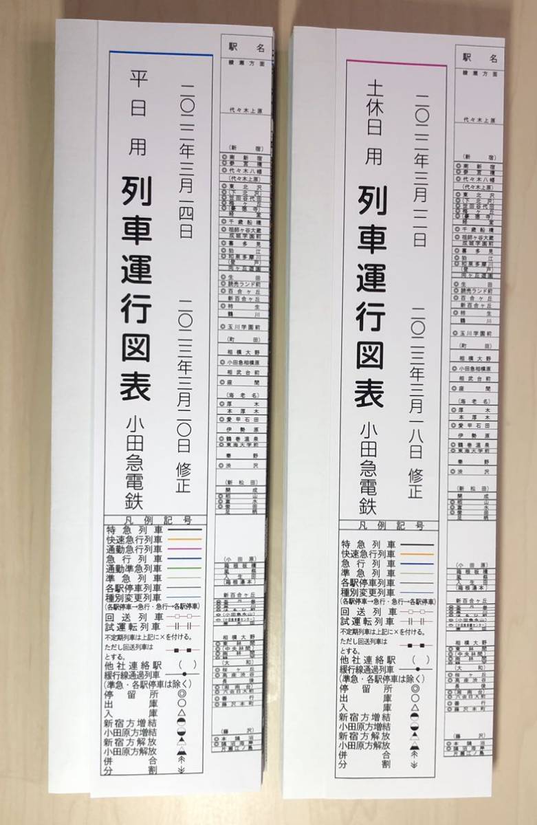 自作】 小田急線 列車運行図表 2023年3月ダイヤ修正 平日・土 自作】 小田急線 列車運行図表 2023年3月ダイヤ修正 平日・土