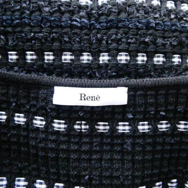極美品 Rene ルネ チェック柄 ビジュー ダブルジップ クルーネック