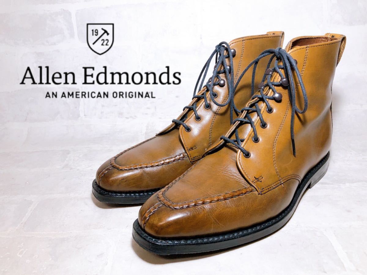 アメリカ製【極美品】Allen Edmonds アレンエドモンズ 高級 Uチップ レザーブーツ 本革 茶 US7D（約25cm）高級紳士靴 USA製_画像1