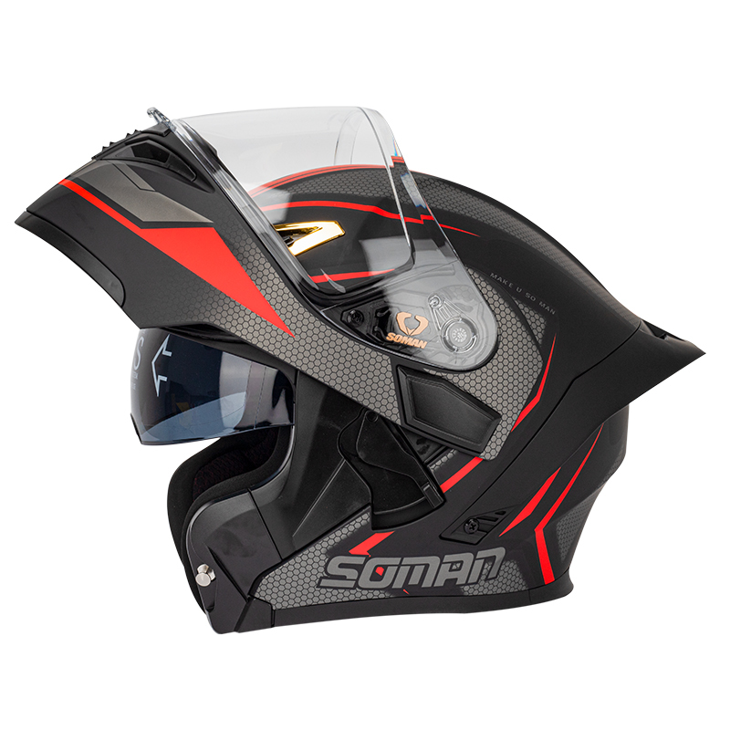 システムヘルメット バイクヘルメット フルフェイスヘルメット オープンフェイスヘルメット SOMAN-955 色：A サイズ:L