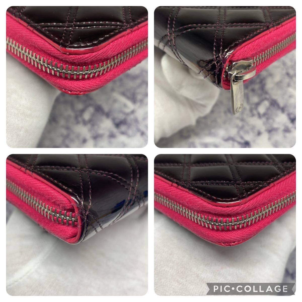 160 極美品 CHANEL 長財布 シャネル エナメル マトラッセ ダブル