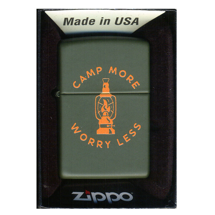 ジッポー オイルライター Camp More Worry Les Z221-104599&ギフトボックスセット（オイル＋フリント+BOX）_画像1