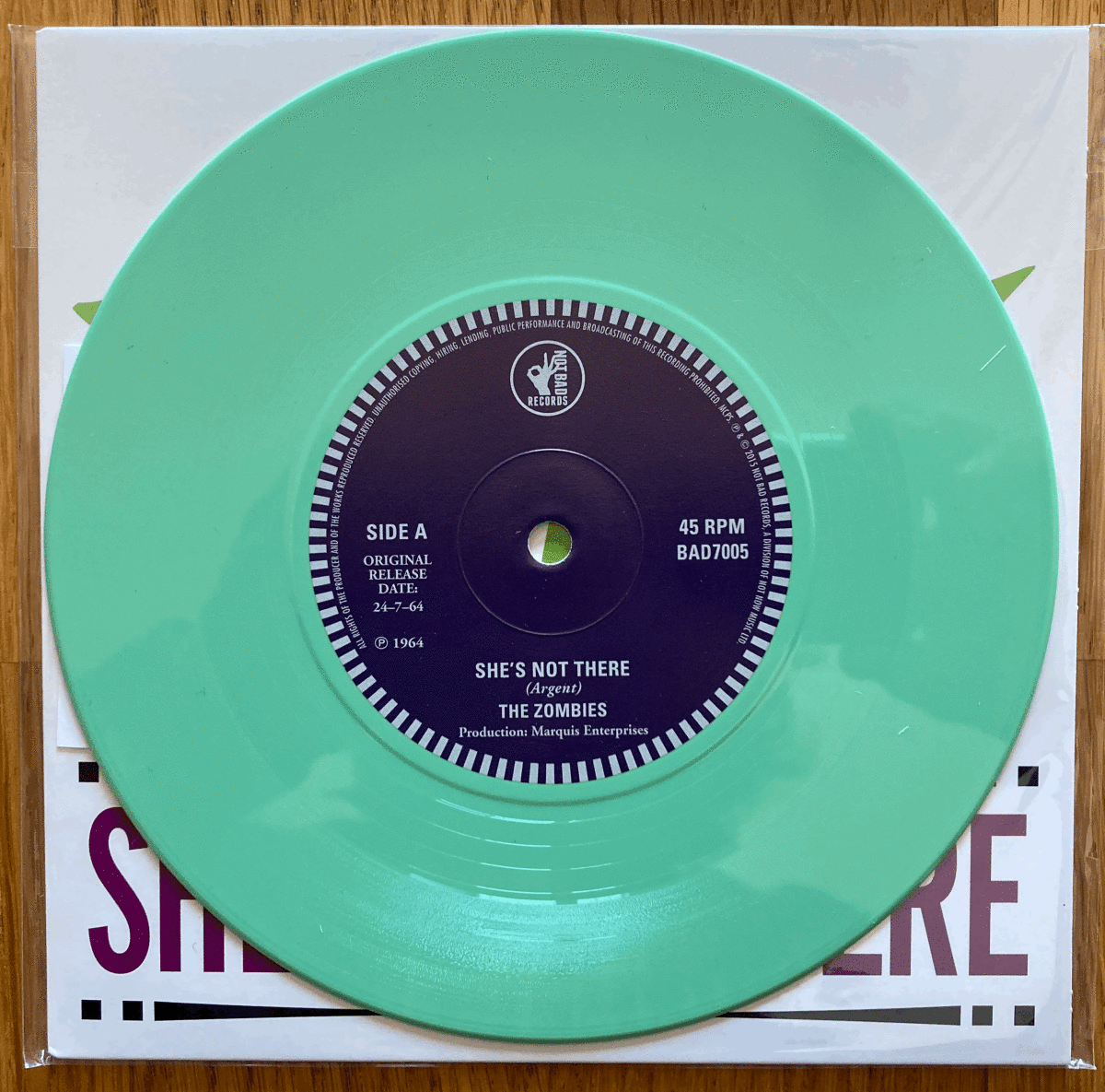 ◆ZOMBIES/ゾンビーズ◆2015 RECORD STORE DAY限定7'/SHE'S NOT THERE//YOU MAKE ME FEEL GOOD//GREEN VINYL_画像4