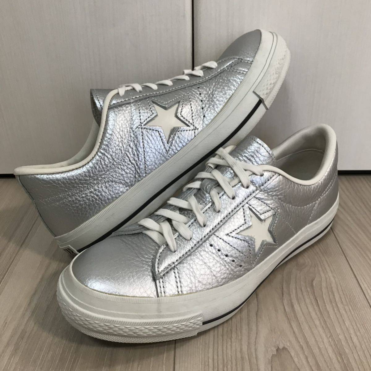 CONVERSE ONE STAR J METALLIC ALL MADE IN JAPAN JPN SILVER USA 7.5 コンバース  ワンスター メタリックレザー 日本製 シルバー ジャパン