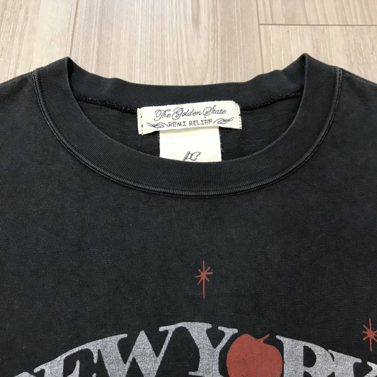 REMI RELIEF NEW YORK APPLE Uncut Boundレミレリーフ アンカットバウンド ビッグ アップル 別注 天竺 アウトドア ロンT ロング Tシャツ_画像4