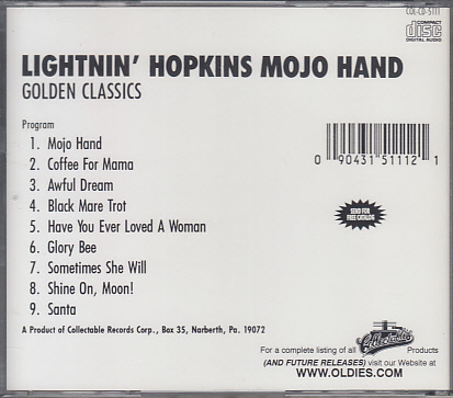 CD LIGHTNIN' HOPKINS MOJO HAND ライトニン・ホプキンス 輸入盤の画像2