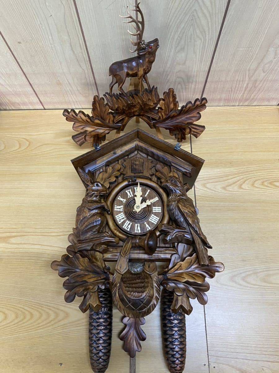新品未使用 鳩時計 ドイツ製 分銅式 重錘式 柱時計 古時計 振り子時計