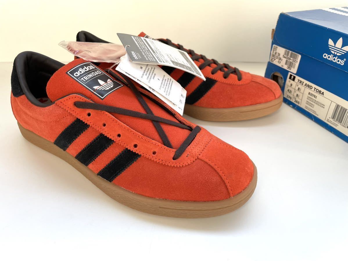 デッド!! 希少!! 新品 15年 adidas TRI AND TOBA トリニダード オレンジ ブラック スエード タバコ 地名 天然皮革 us 9 / 27 ㎝ 箱付き