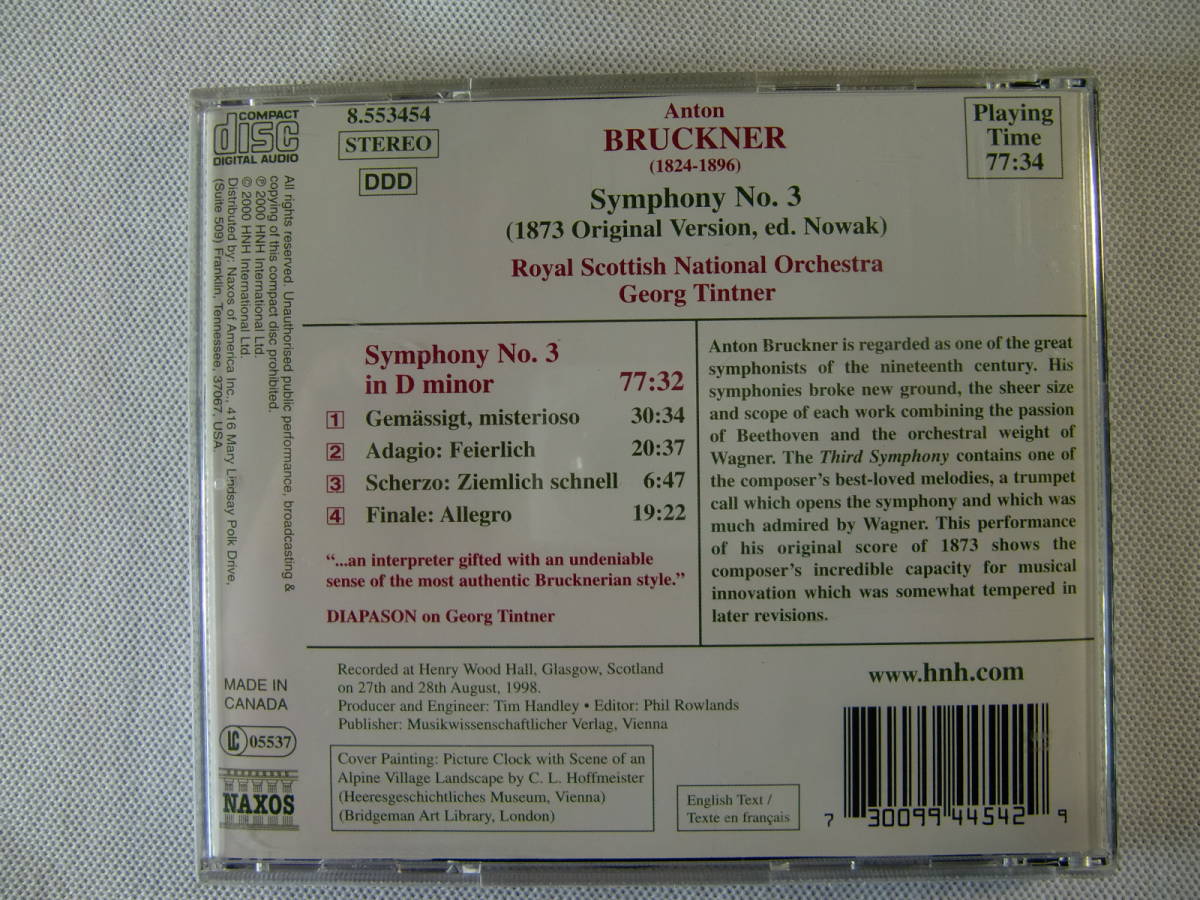 BRUCKNER ブルックナー Symphony No.3 交響曲第3番 / Georg Tintner ゲオルク・ティントナー ： Royal Scottish National Orchestra 帯付！の画像5