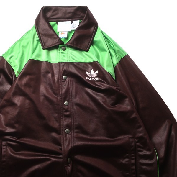  очень редкий! 90s adidas Adidas спортивная куртка верх джерси to зеркальный . il Logo кнопка-застежка зеленый Brown зеленый чай L мужской 