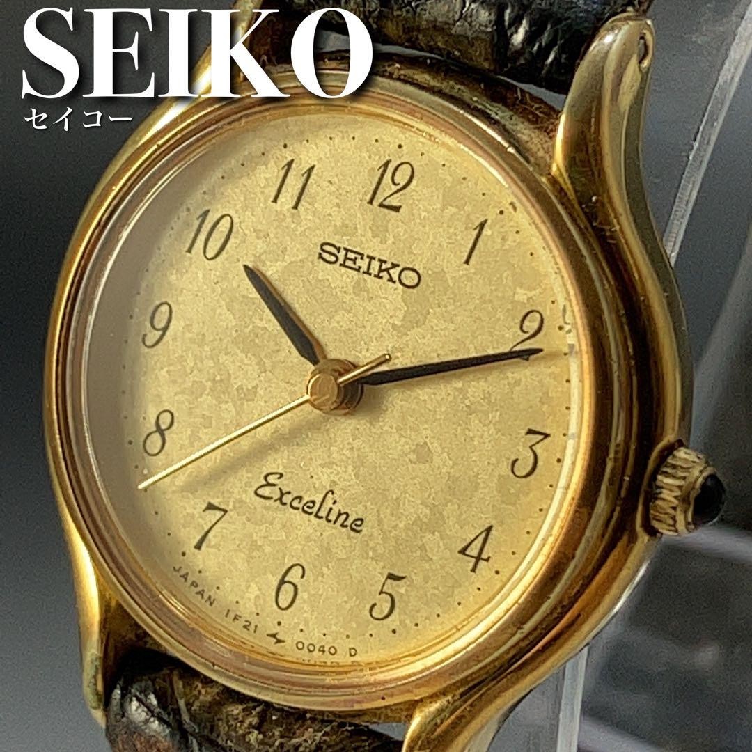 ★超絶美麗★セイコー SEIKO エクセリーヌ 1F21-0030 レディース クォーツ 女性用腕時計 稼働 中古 動作良好 WW194501Y