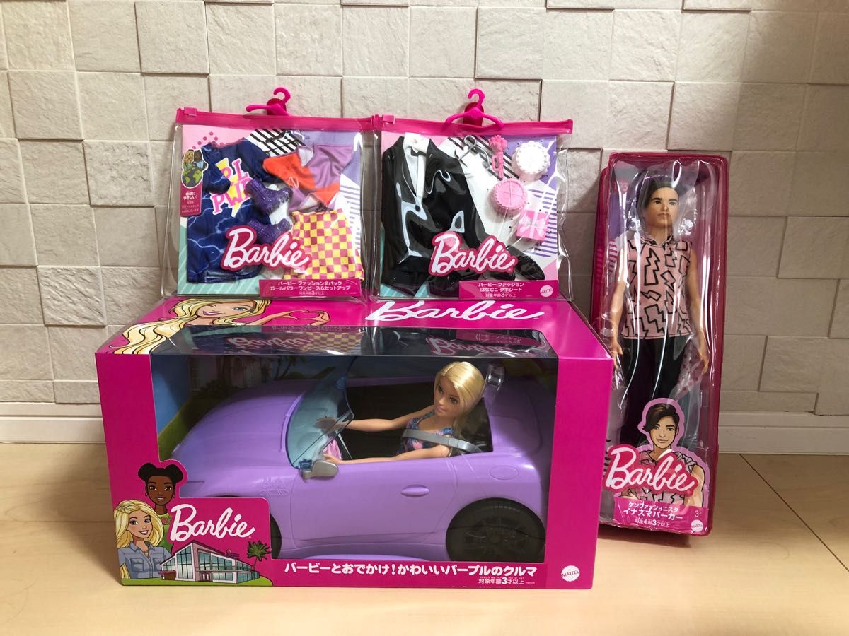 【新品未開封】 MATTEL バービー人形 オープンカー ケン 服 小物 セット