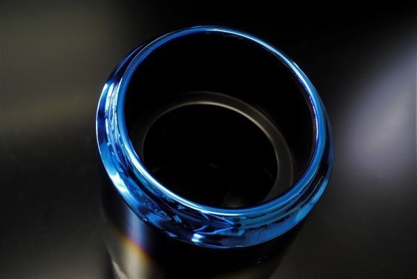 【B品】CX-5 KF系 テーパー マフラーカッター 100mm ブルー 耐熱ブラック塗装 2本 マツダ スラッシュカット 鏡面 高純度ステンレス MAZDA_画像5
