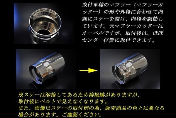 CX-3 DK系 テーパー マフラーカッター 100mm シルバー 耐熱ブラック塗装 2本 マツダ スラッシュカット 鏡面 高純度SUS304ステンレス MAZDA_画像4