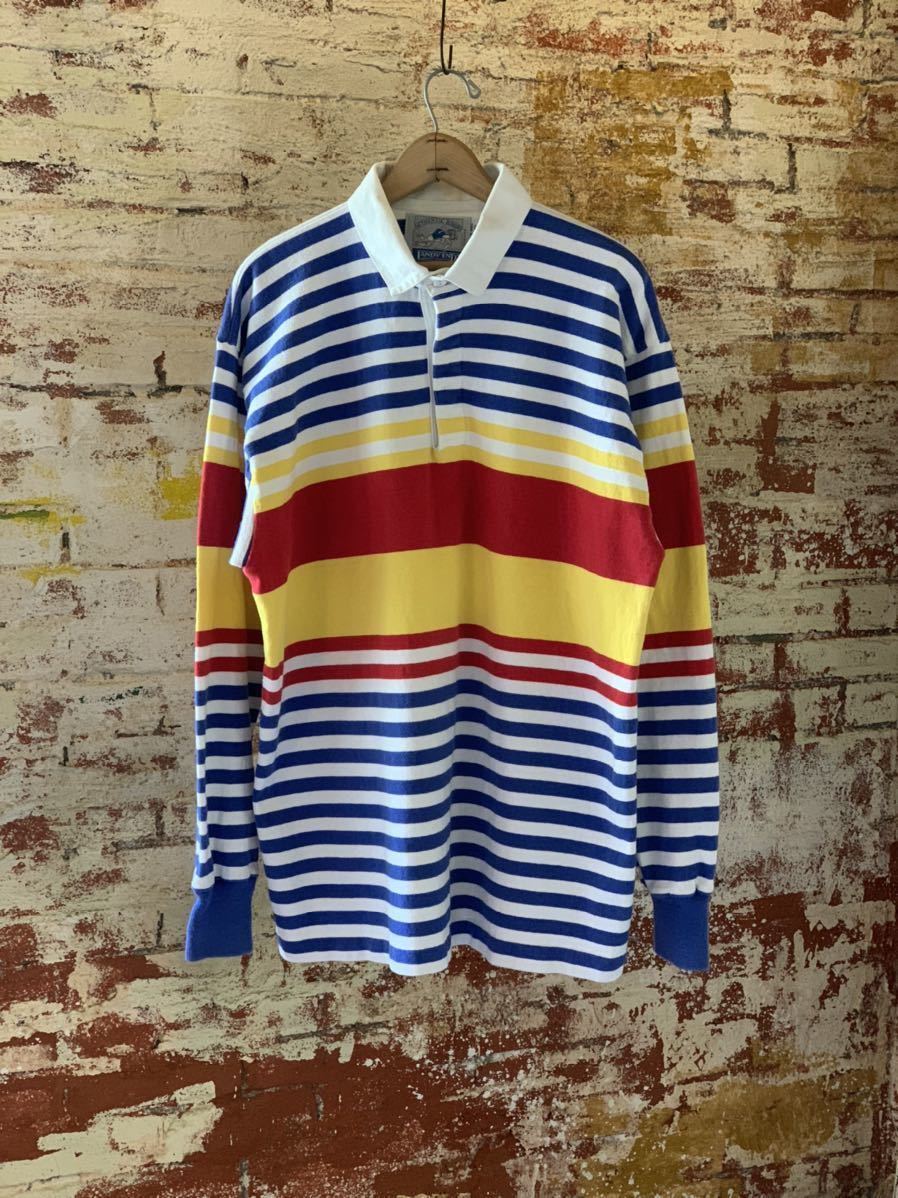 80s LANDS'END BORDER RUGBY SHIRT MADE IN USA ヴィンテージ ランズエンド ボーダー ラグビーシャツ ラガーシャツ アメリカ製 USA製 70s