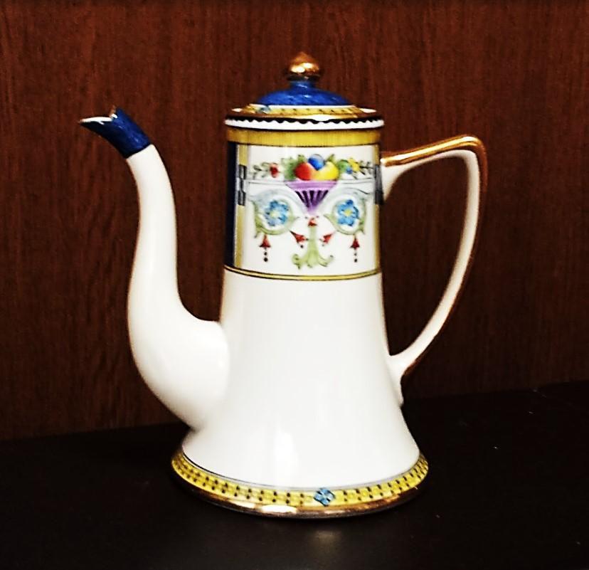 超美品 アールデコ オールドノリタケ　コーヒーポット 1910年 藍ラスター