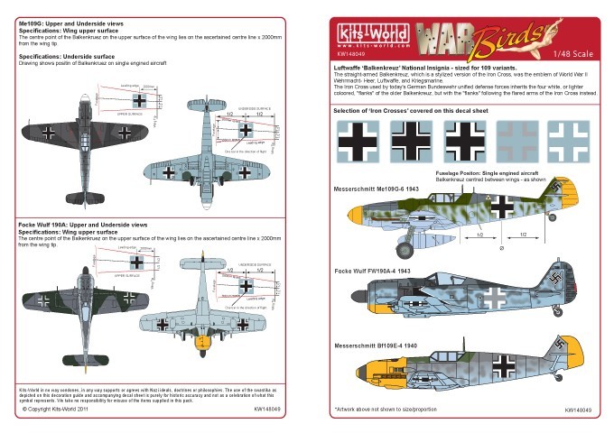 kitsu world KW148049 1/48 WW.II Германия ВВС Bf109 bar талон черный itsu переводная картинка 