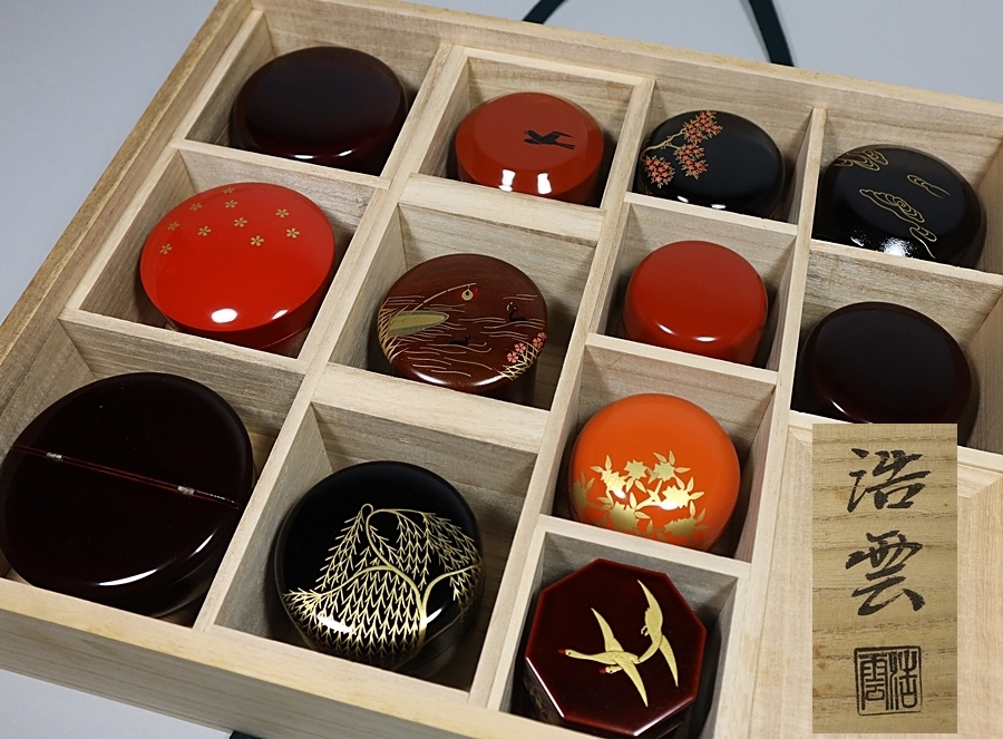 都涼音】漆匠 高野浩雲 秀逸作 井伊宗観好 十二月茶器 棗 共箱 美品
