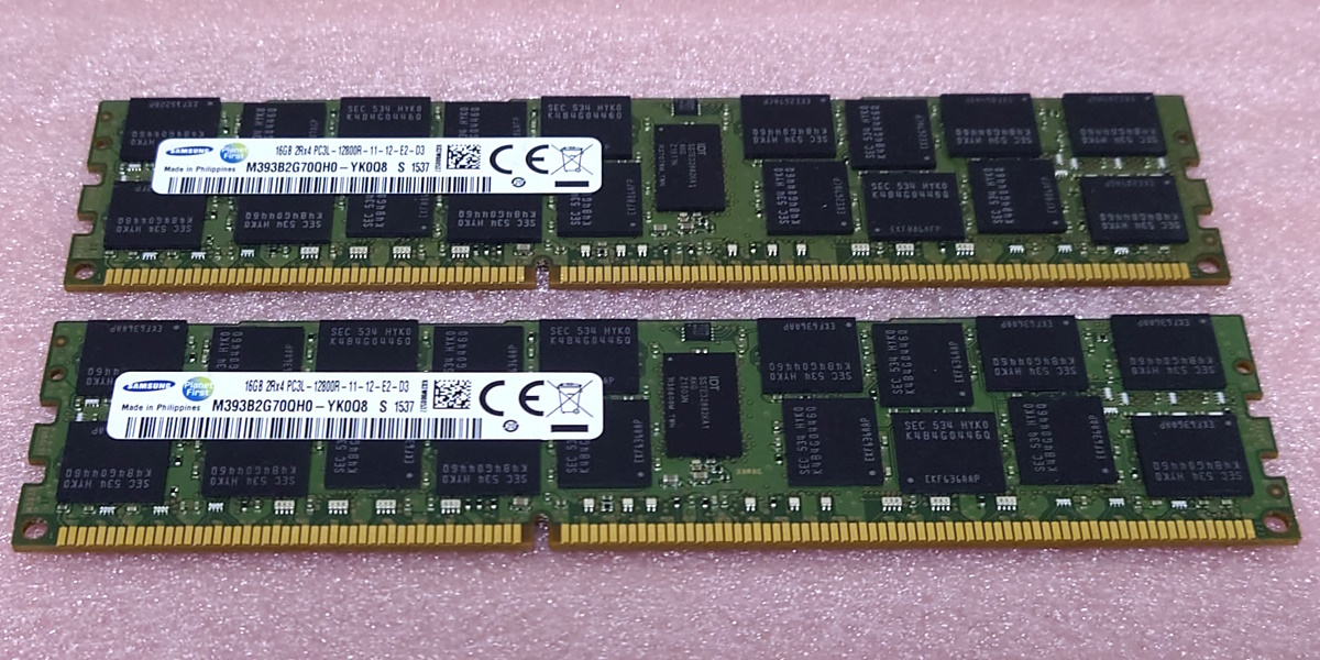 ★Samsung M393B2G70QH0-YK0Q8 2枚セット - PC3L-12800R/DDR3L-1600 ECC REG/Registered 240Pin DDR3 RDIMM 32GB(16GB x2) 動作品の画像1