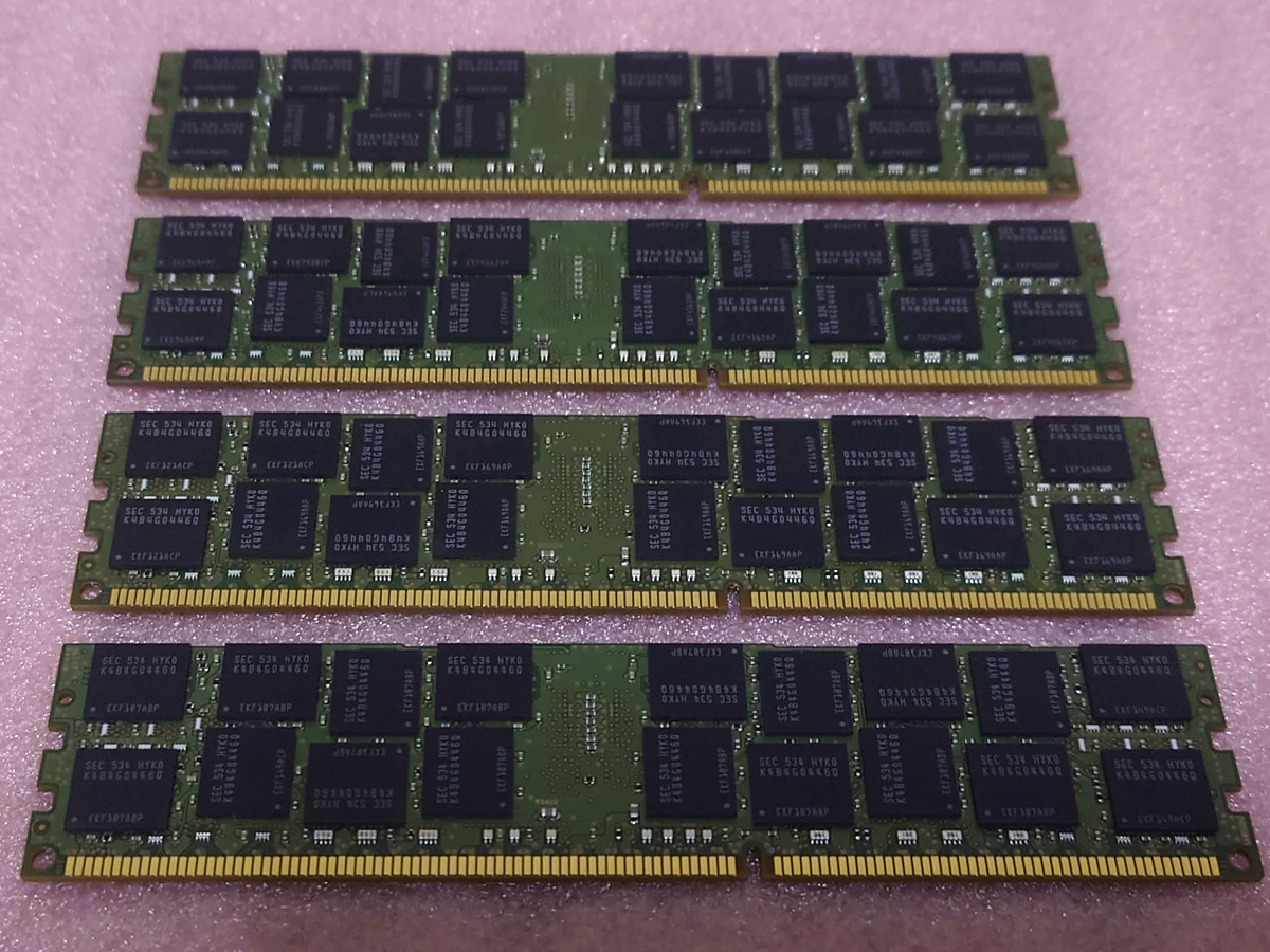 ◎Samsung M393B2G70QH0-YK0Q8 4枚セット - PC3L-12800R/DDR3L-1600 ECC REG/Registered 240Pin DDR3 RDIMM 64GB(16GB x4) 動作品の画像2