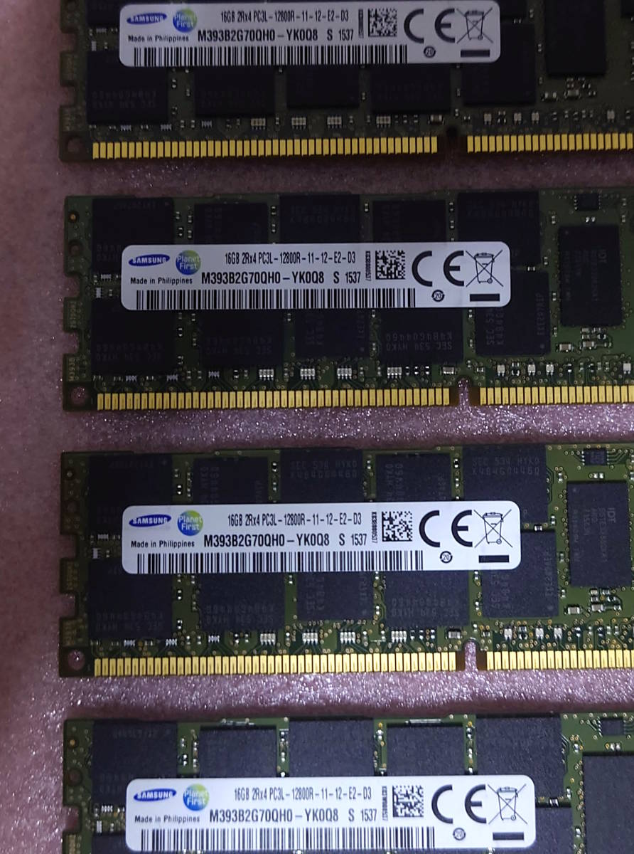 ◎Samsung M393B2G70QH0-YK0Q8 4枚セット - PC3L-12800R/DDR3L-1600 ECC REG/Registered 240Pin DDR3 RDIMM 64GB(16GB x4) 動作品の画像3