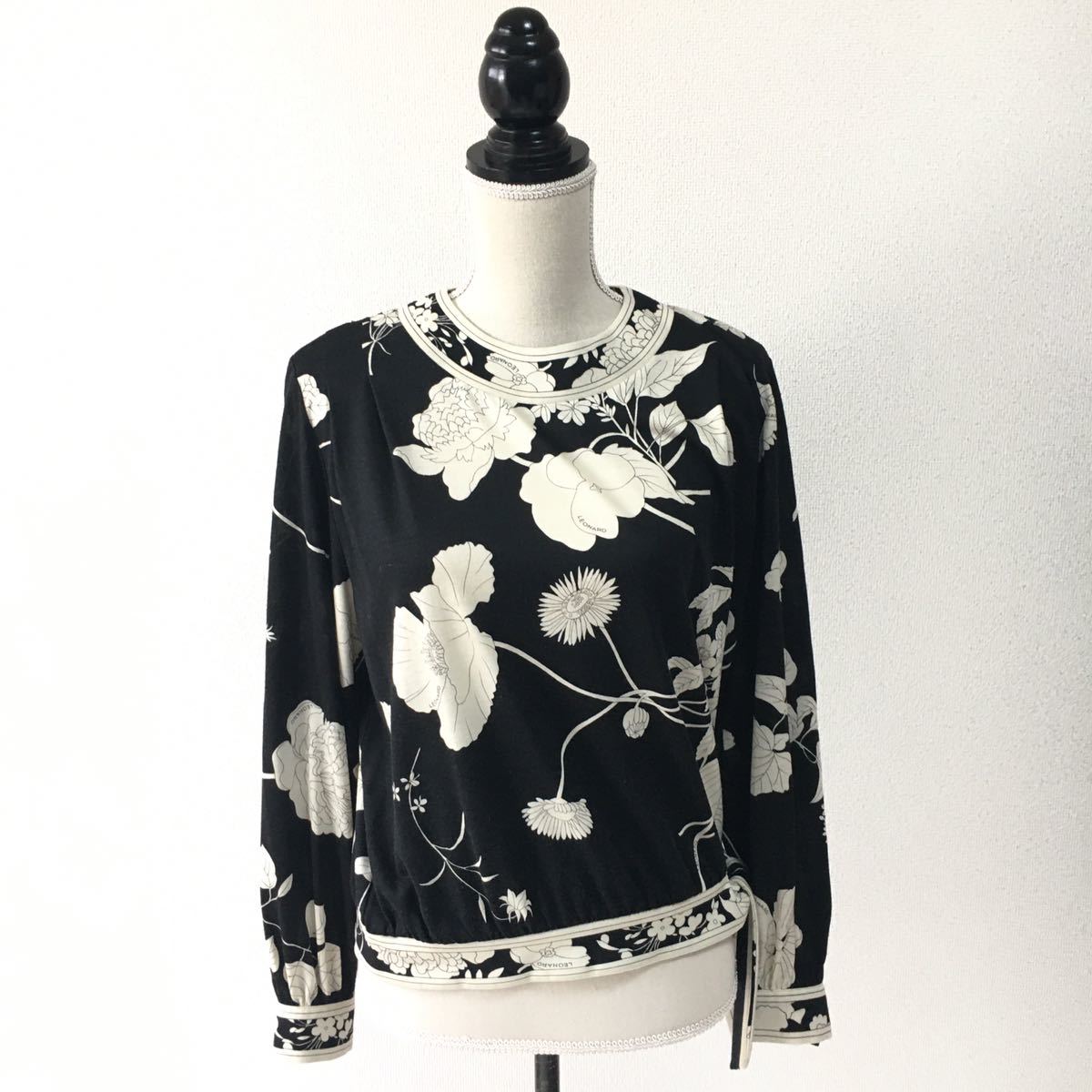 美品 LEONARD レオナール シルクウール 花柄 カットソー トップス