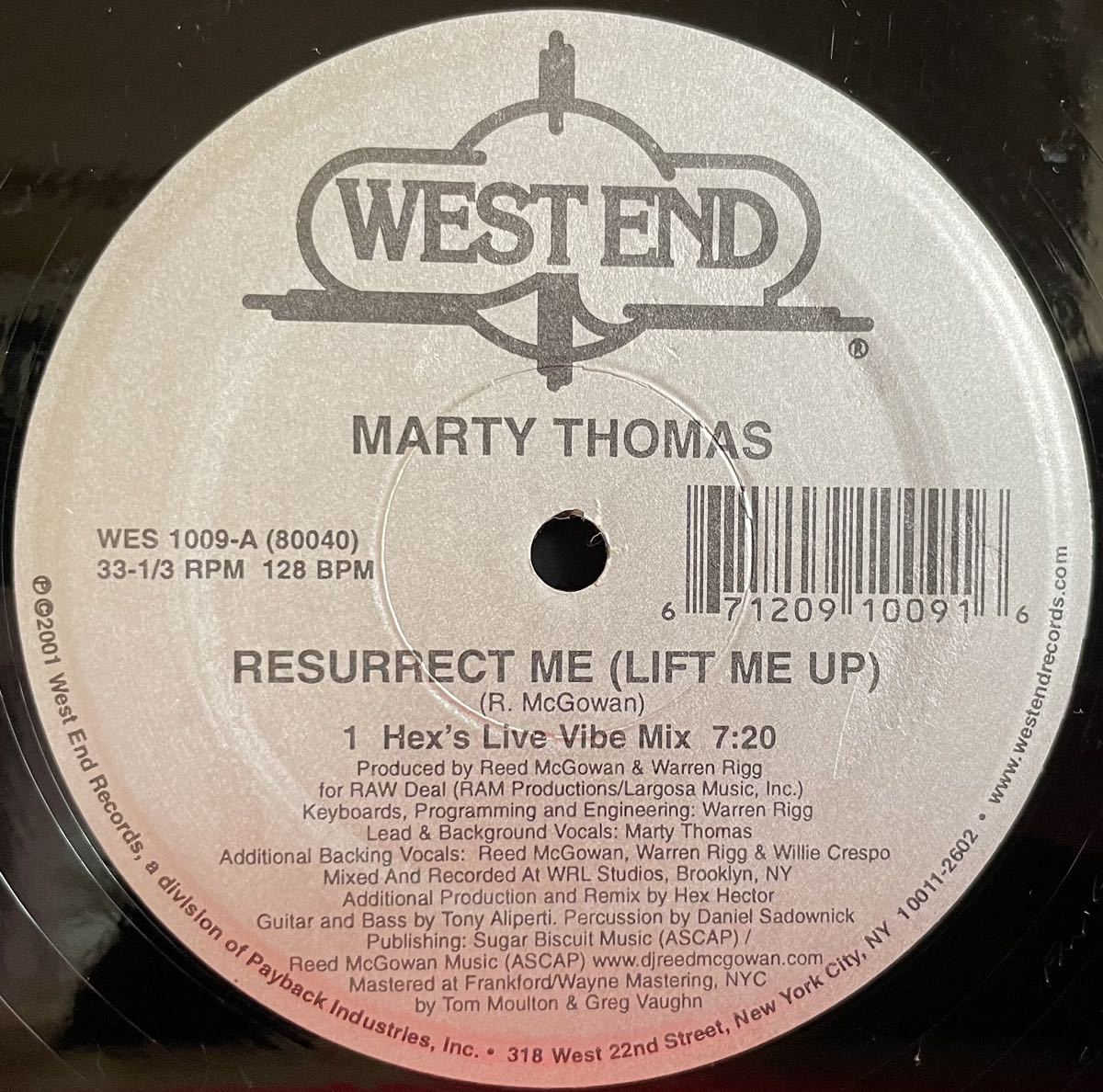 Resurrect Me (Lift Me Up) (Hex's Live Vibe Dub) / Marty Thomas 2枚組 12inch盤その他にもプロモーション盤 人気レコード 多数出品。_画像2