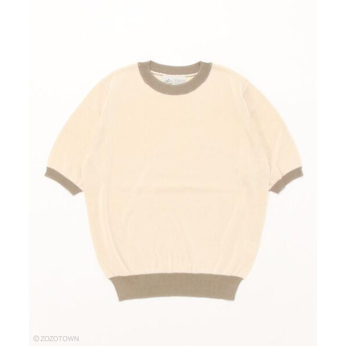 【Chaco closet】 配色リンガー半袖ニットプルオーバー