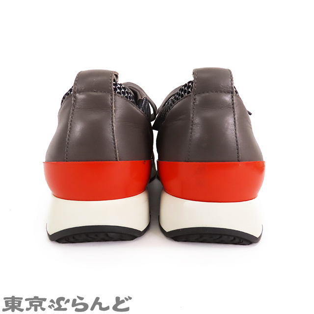 101662651 エルメス HERMES スターター スニーカー シューズ 靴 42 メンズ メッシュ レザー グレー レッド 182359ZH_画像3