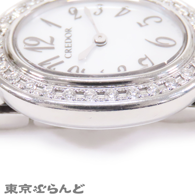 101658465 1円 セイコー SEIKO クレドール シグノ ダイヤモンドベゼル 腕時計 レディース クォーツ シェル文字盤 SS GSTE917 1E70-0AB0_画像7