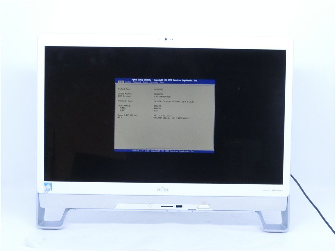 一体型パソコンFMV　FH52/A3　Core 6世代i5　6500T 2.5GHZ　4GB　BIOSまで表示　横線あり　ジャンク品　　送料無料
