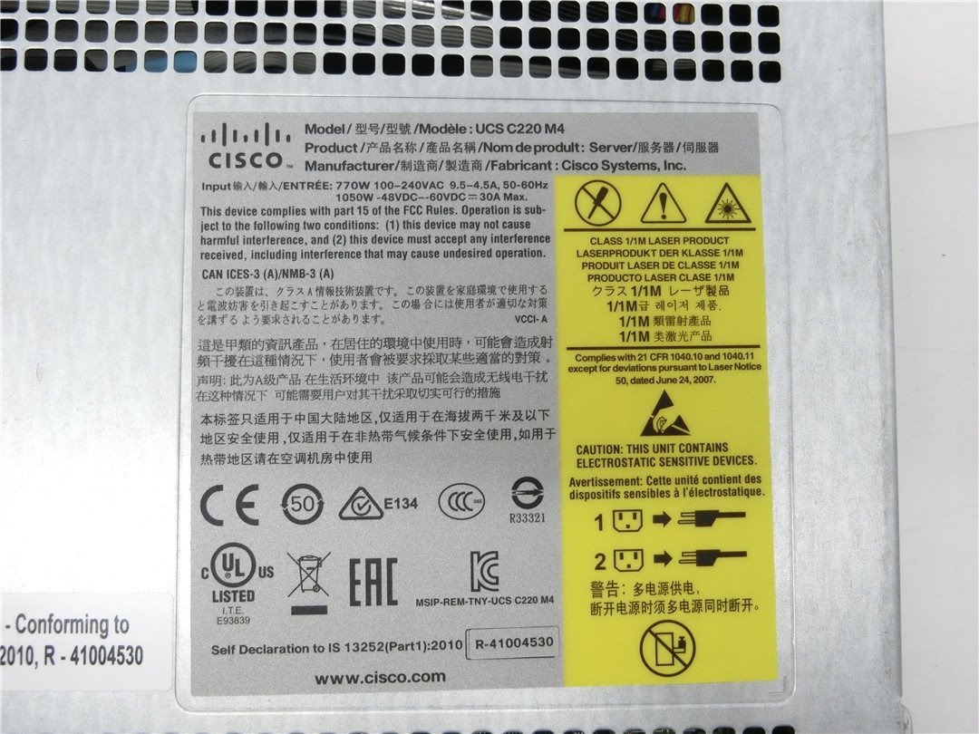 中古品　メモリ128GB CISCO ラックサーバー UCS C220 M4 XEON E5 2650LV3 メモリ32GB 4枚 HDD1.2ｘ4TB　BIOSまで表示　ジャンク品_画像8