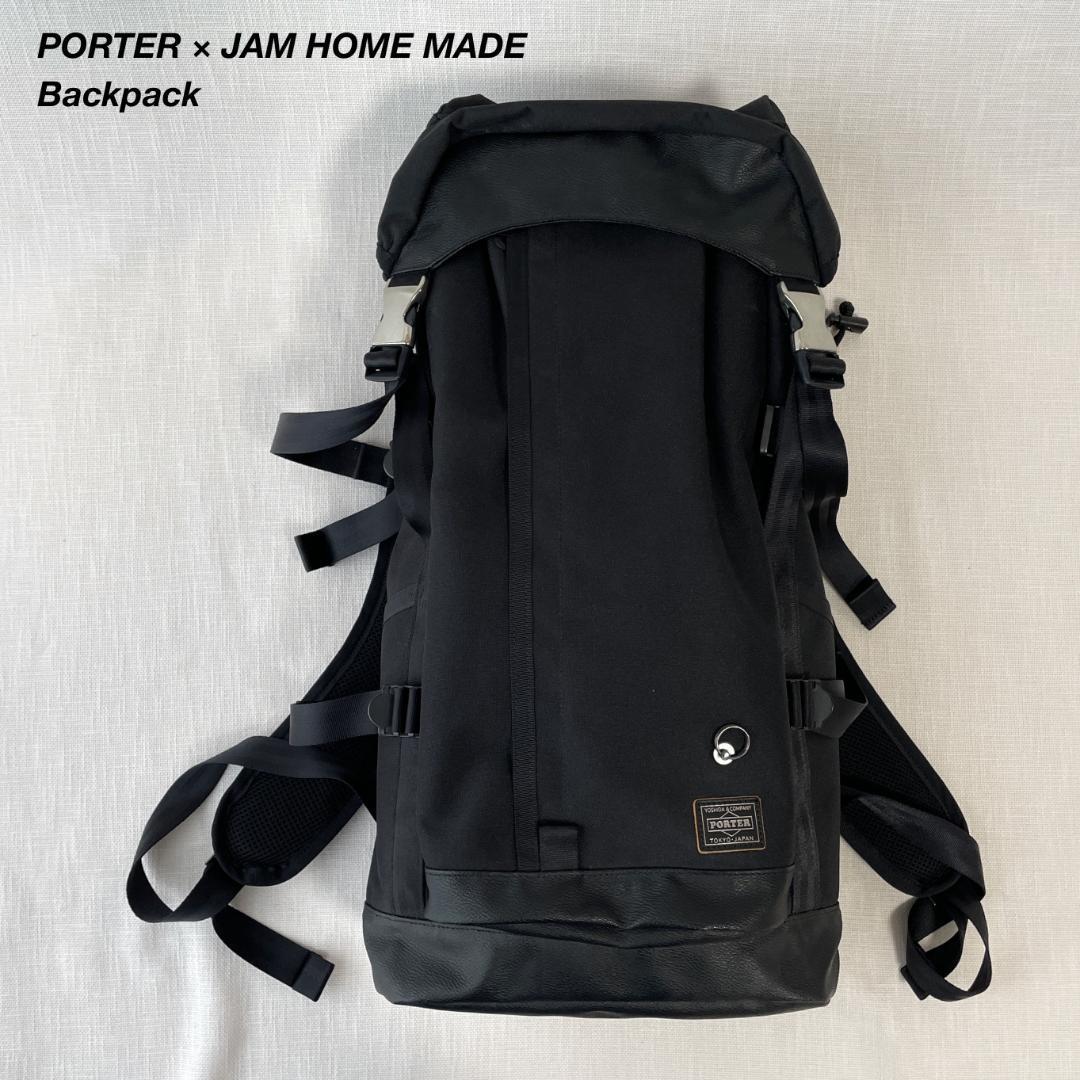 ＜美品・コラボ＞■PORTER ポーター×ジャムホームメイド 被せリュック バックパック ブラック 黒