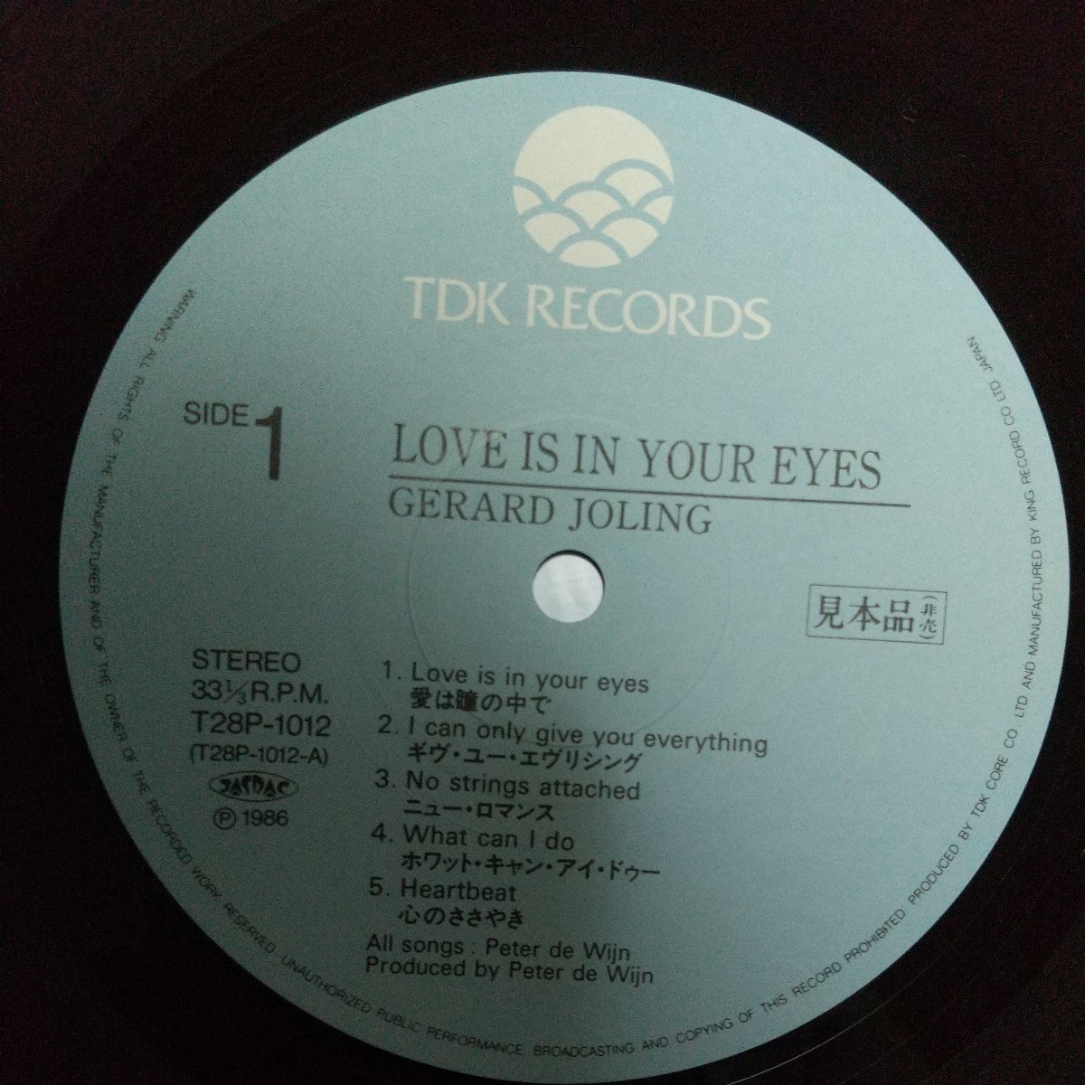 【LP】GERARD JOLING ジェラルド・ジョリング/LOVE IS IN YOUR EYES ラブ・イズイン・ユア・アイズ〈貴重な非売品プロモ盤〉※盤面新品同様_画像7