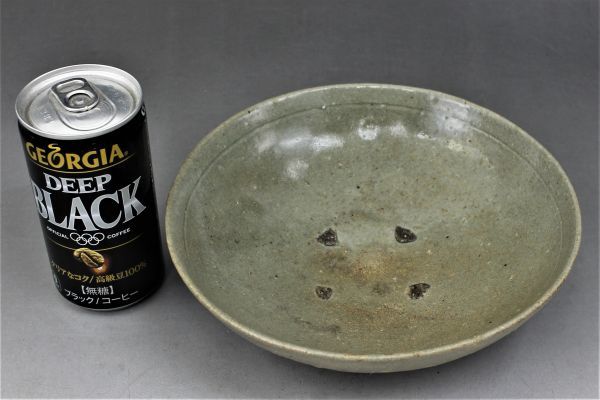D056 李朝 青磁 茶碗 径18センチ 高麗 朝鮮 韓国 蔵出 古玩 珍蔵