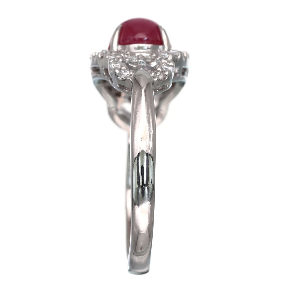 見事なアステリズム Pt900 スタールビー ダイヤモンド リング 8.1g SR3.60ct D0.40ct 鑑別書付 超美品 ★02A92