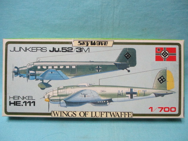 当時物 1/700 スカイウェーブ ピットロード ドイツ空軍双発機 ユンカースJu.52/3Mx4&ハインケルHE.111x4 未開封/定形外140円 タカラ _未開封/Ju.52x4機&HE.111x4機入り