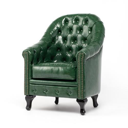  sofa 1 seater . sofa Britain antique style Cesta - field single high back green imitation leather PU leather cat legs vi n cent VA1P91K