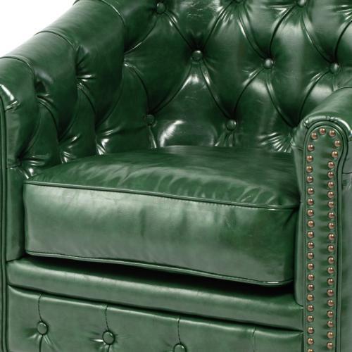  sofa 1 seater . sofa Britain antique style Cesta - field single high back green imitation leather PU leather cat legs vi n cent VA1P91K