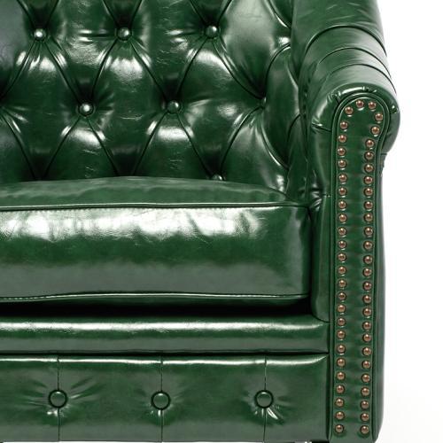  sofa 1 seater . sofa Britain antique style Cesta - field single high back green imitation leather PU leather cat legs vi n cent VA1P91K