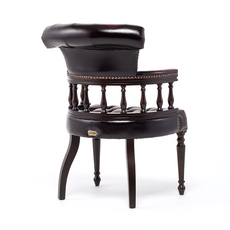 チェア キャプテンチェア アームチェア ウィンザーチェア 椅子 アンティーク調 1人用 1人掛け 木製 アンティークレッド 本革 9001-5L914B
