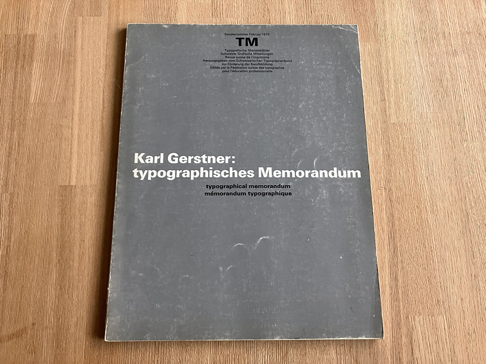 最先端 Karl 1972 Memorandum Typographical / Gerstner デザイン