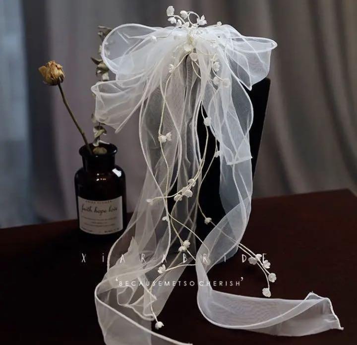 ウェディング ヘッドドレス 結婚式 ヘアアクセサリー ブライダル リボン5/21の画像4