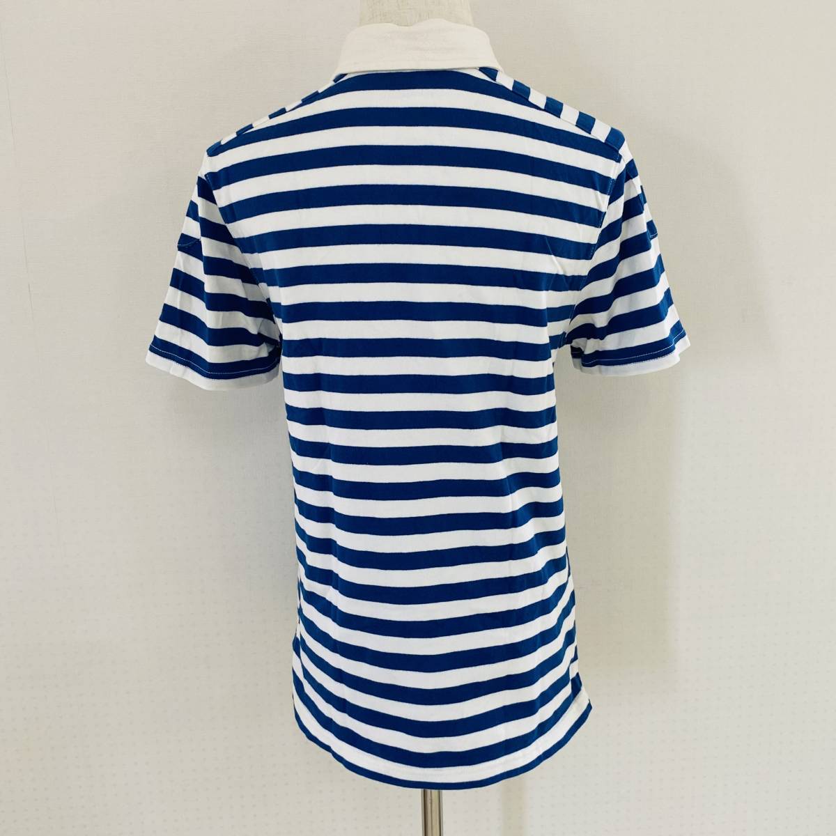AS0031 GAP Gap lady's polo-shirt short sleeves casual XS blue border cotton 100% all-purpose summer sport сhick style blue white border 
