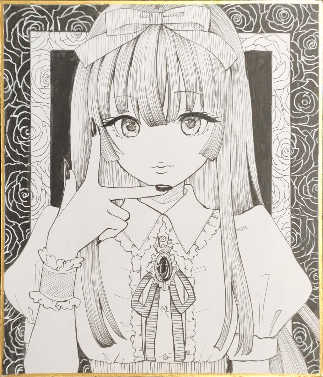 手描きイラスト 女の子 姫 モノクロ 白黒 中色紙 item details 手描きイラスト 女の子 姫 モノクロ 白黒 中色紙 item details