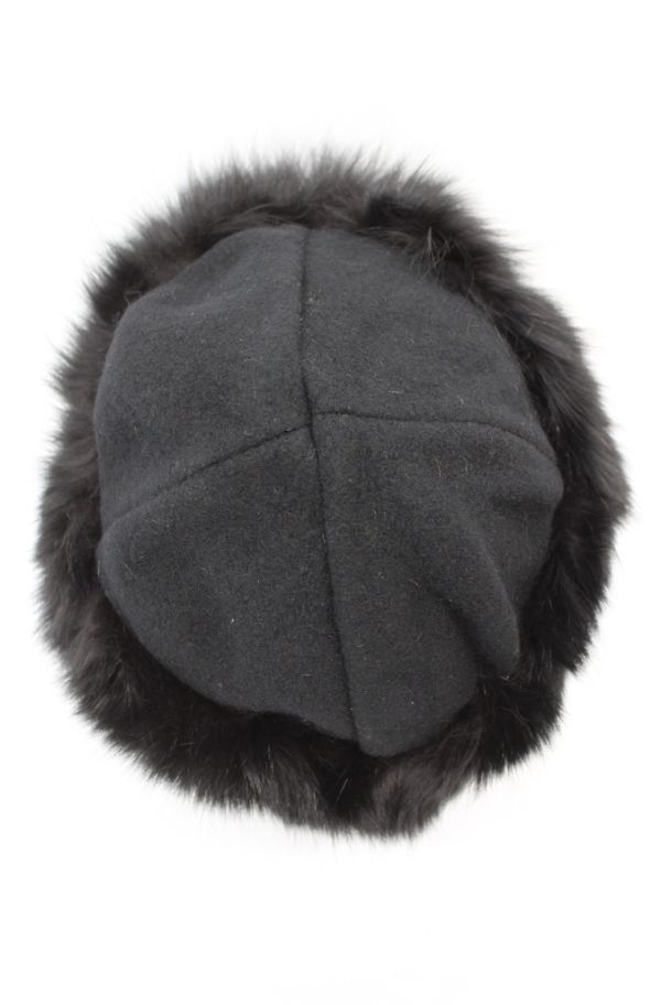 ブラック　フリース&フォックス毛皮ファー・ハット　帽子　サイズ　58cm_画像5